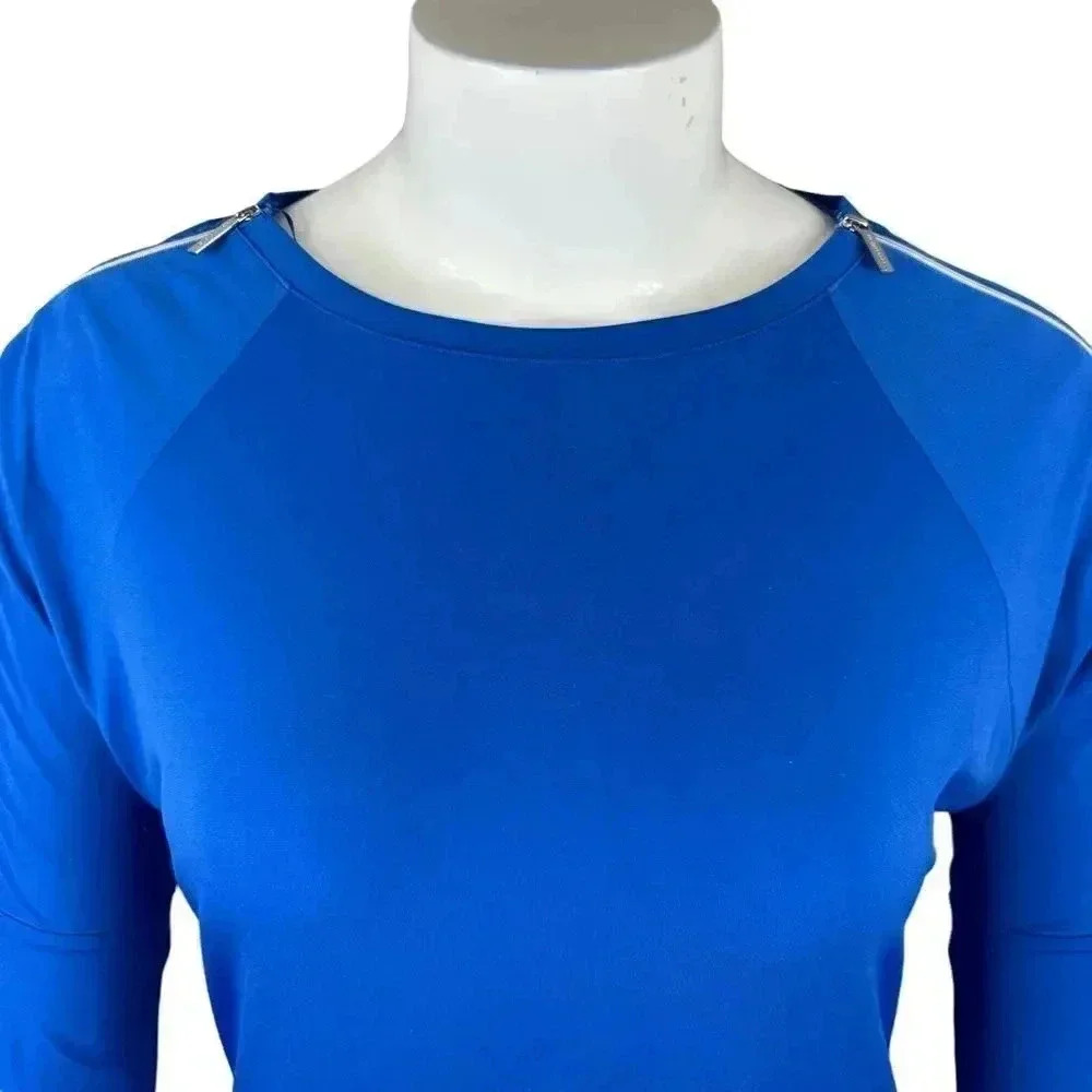 Michael Kors Royal blue top with zippers on the sleeves size medium